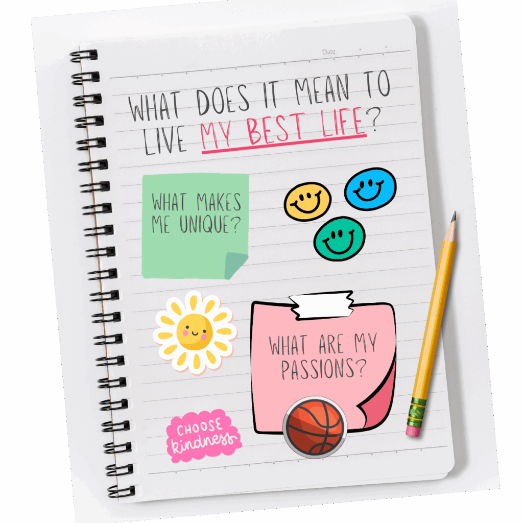 An elementary student's notebook with ideas on how to live a good life.